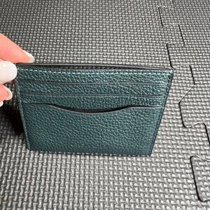 Coach Green Leather Cardholder With ID Window - Slim & Durable Design